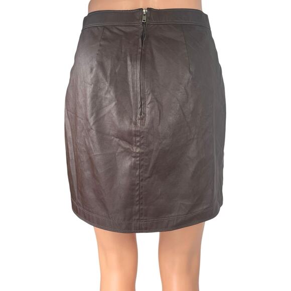 Abercrombie & Fitch Womens Brown Vegan Faux Leather Mini Straight Pencil Skirt S - Picture 3 of 5